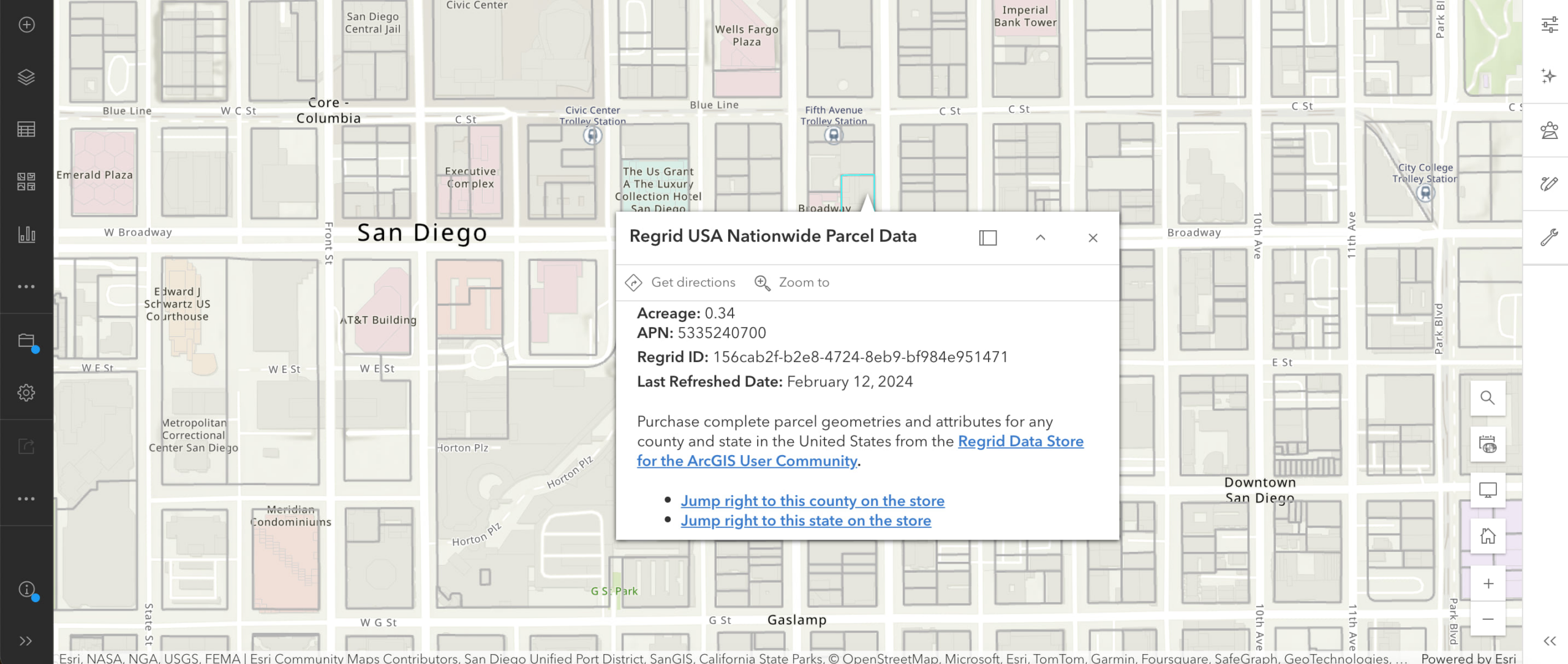 Tile layers showing data for San Diego