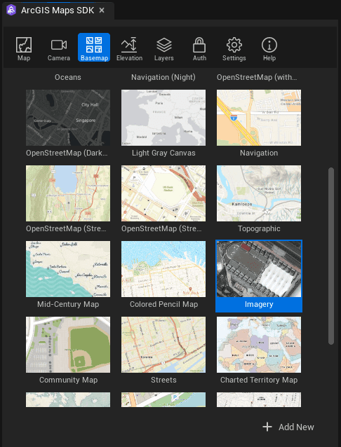 Basemap Gallery in Unreal Engine Maps SDK
