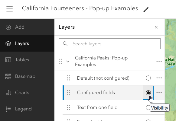 View layers and toggle visibility