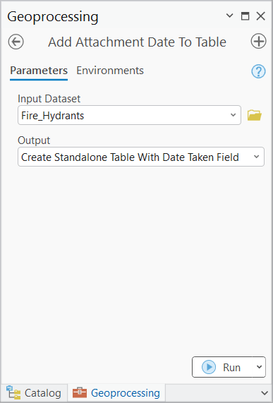 Add Attachment Date To Table with Create Standalone Table With Date Taken Field option