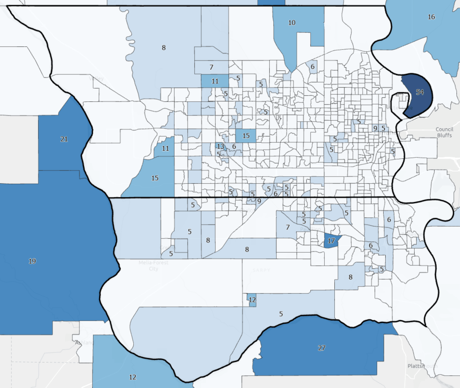 Expected number of customers in each block group