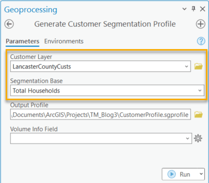 The Generate Customer Segmentation Profile tool