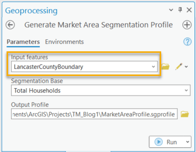 The Generate Market Area Segmentation Profile tool