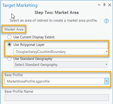 Select the market area segmentation profile