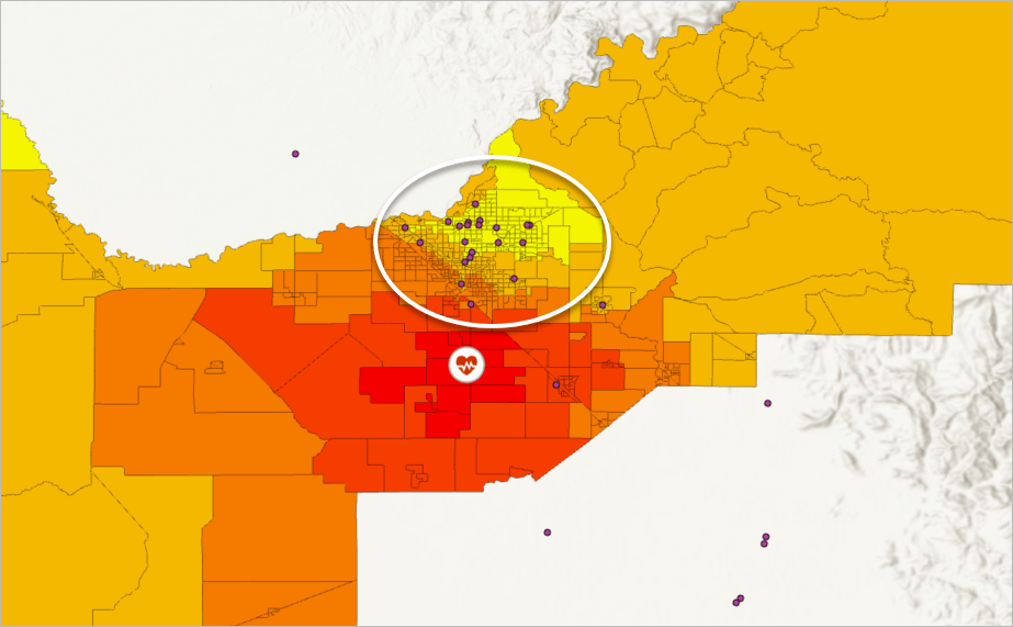 The influence of existing locations on the candidate location