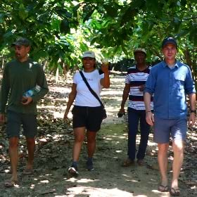 Salohy Soloarivelo, Senior Environment Specialist, USAID/Madagascar, with local community members in Madagascar