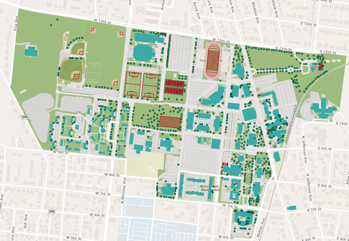 2D Map of Tennessee Technological University campus