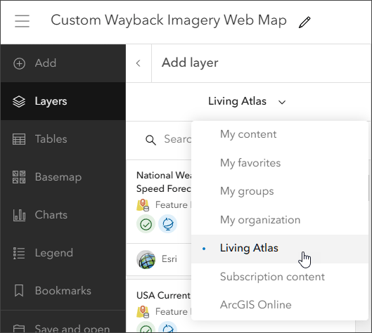 Add layer from Living Atlas