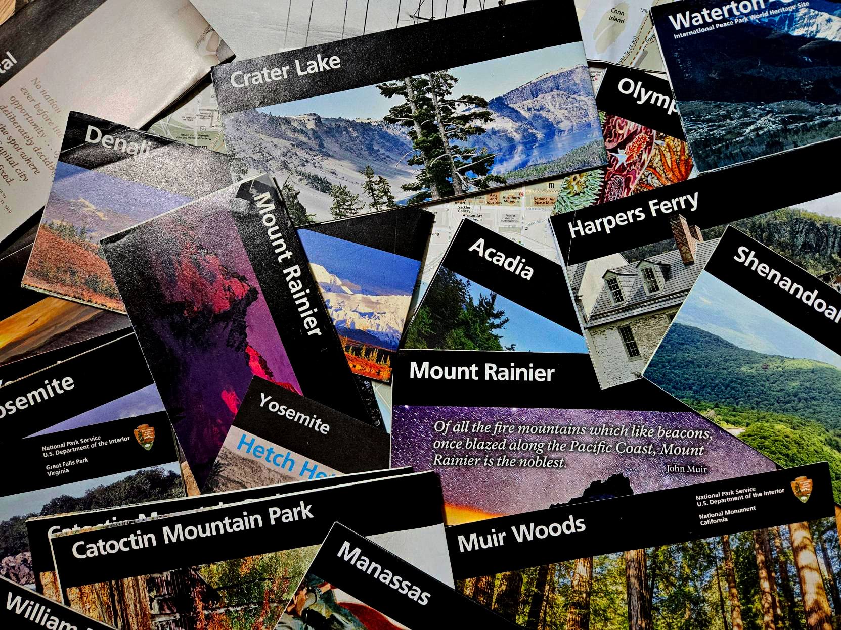 Image of a lot of National Park Service visitor maps