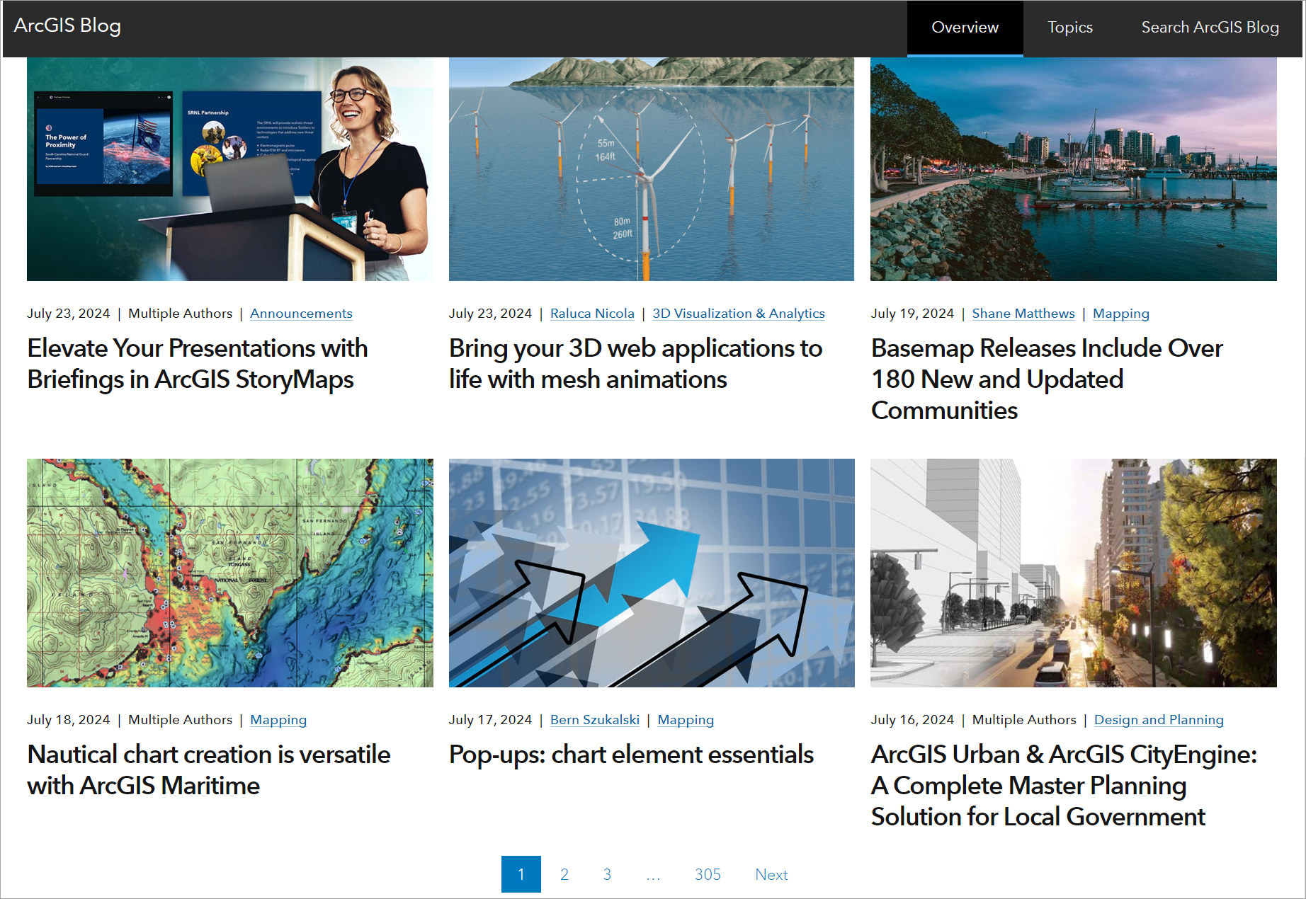 ArcGIS Blog Overview card gallery