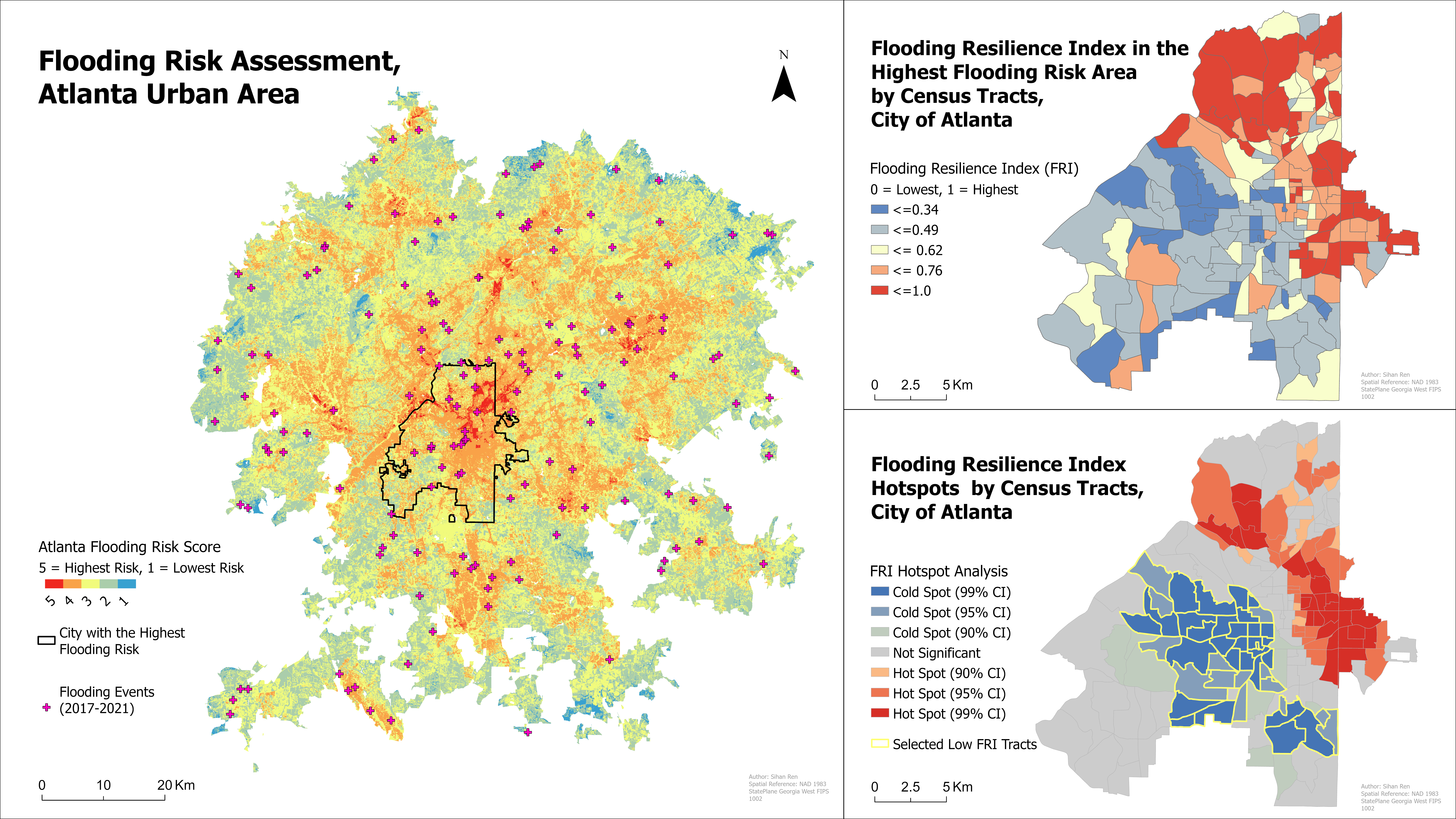 Maps of Flooding Risk Assessment and Flooding Resilience Index Calculation