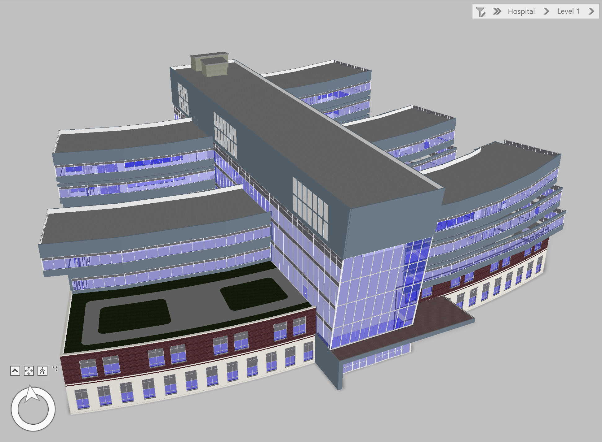 The 3D shell of a hospital