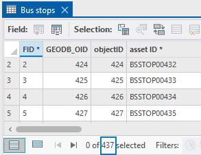 437 features in the bus stops layer