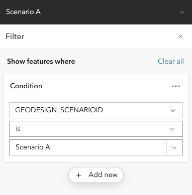 Scenario A dialog box with filter condition