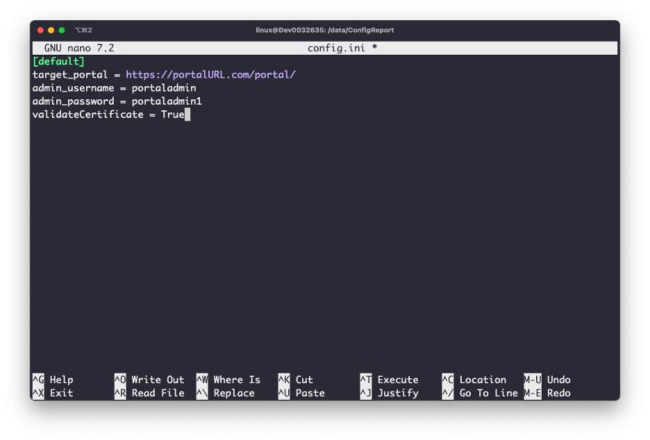 Configure Configuration Reporter parameters Linux