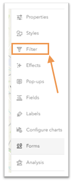 Filter tool in layer contextual tool bar