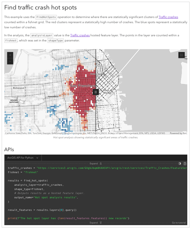 Hot spot feature analysis example code