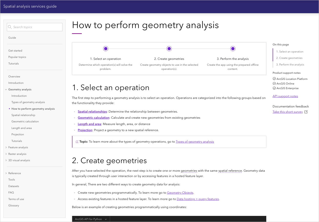 Spatial analysis services guide How-to page