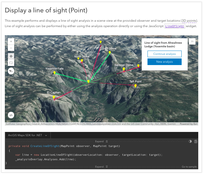 Line of sight 3d visual analysis using the ArcGIS Maps SDK