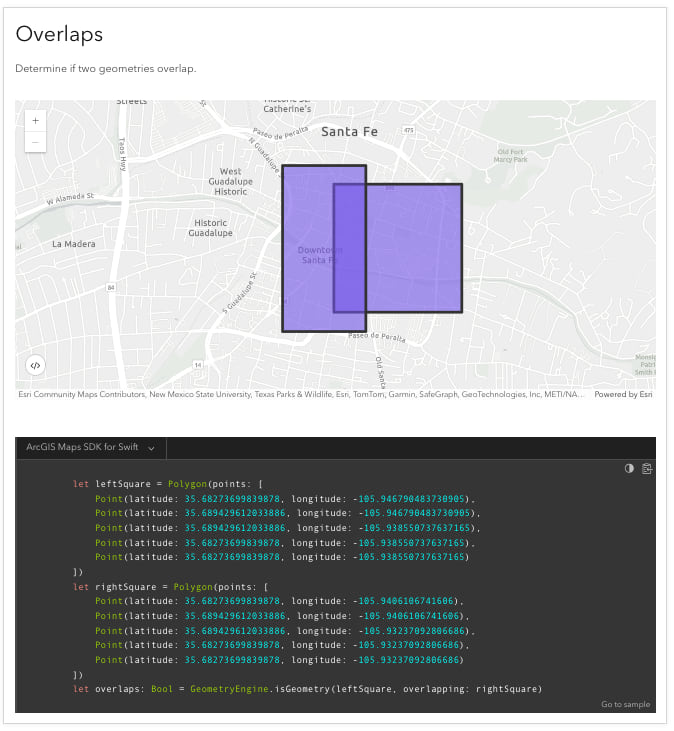 overlaps spatial relation code sample