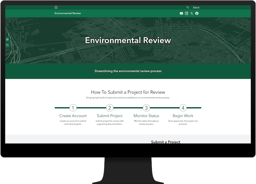 An image of the Environmental Review hub site.