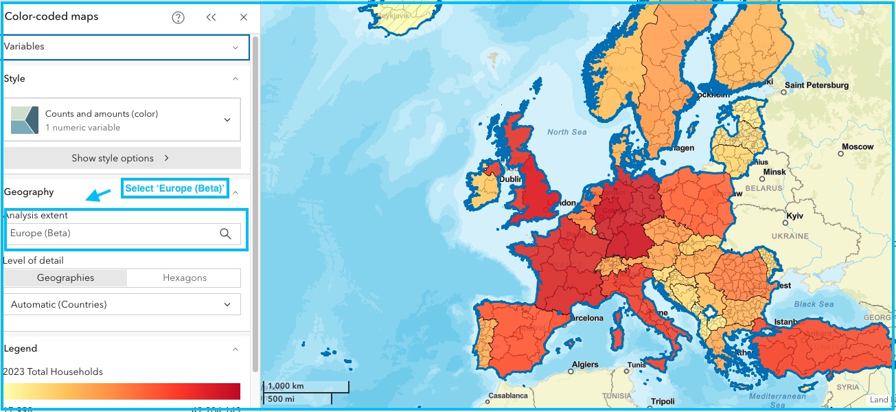 European Cross Border data, Esri Demographics, Business Analyst