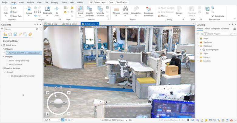 Screenshot of ArcGIS Pro showing an indoor environment