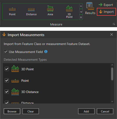 Import measurement options