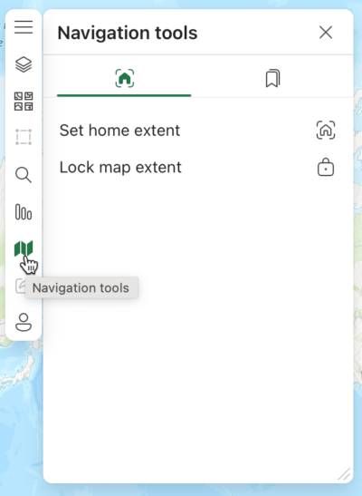 Navigation tools menu and GUI