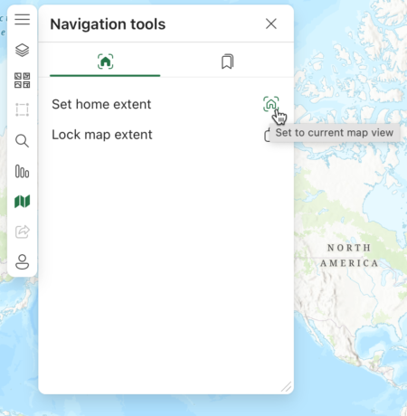 Set Home extent button in Navigation menu GUI.