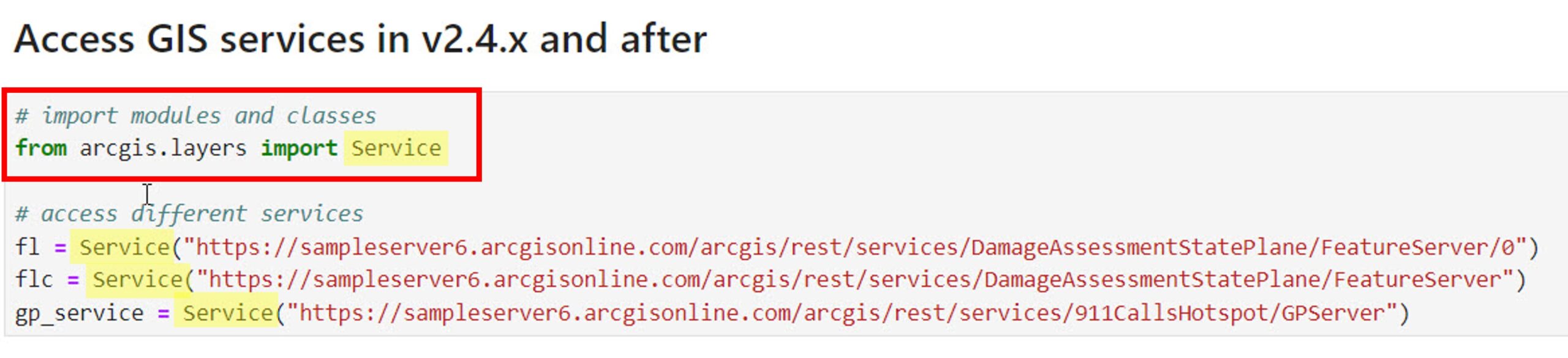 ArcGIS for Python import statement to access multiple different GIS services