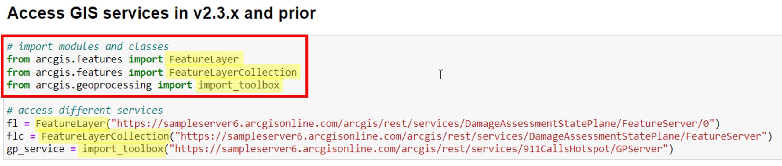 ArcGIS for Python multiple import statements to access GIS services