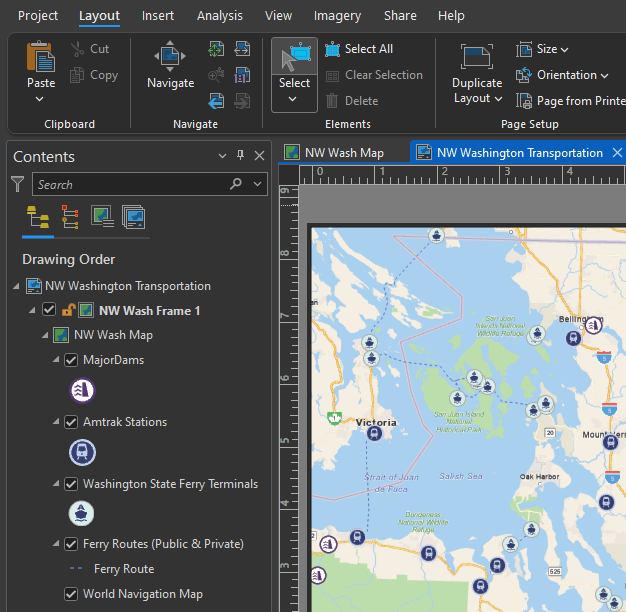 ArcGIS Pro Table of Contents showing point symbols