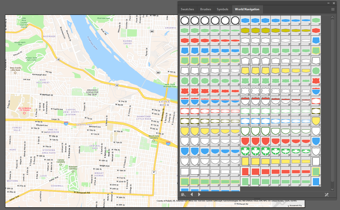 Screenshot of the World Navigation symbols library.