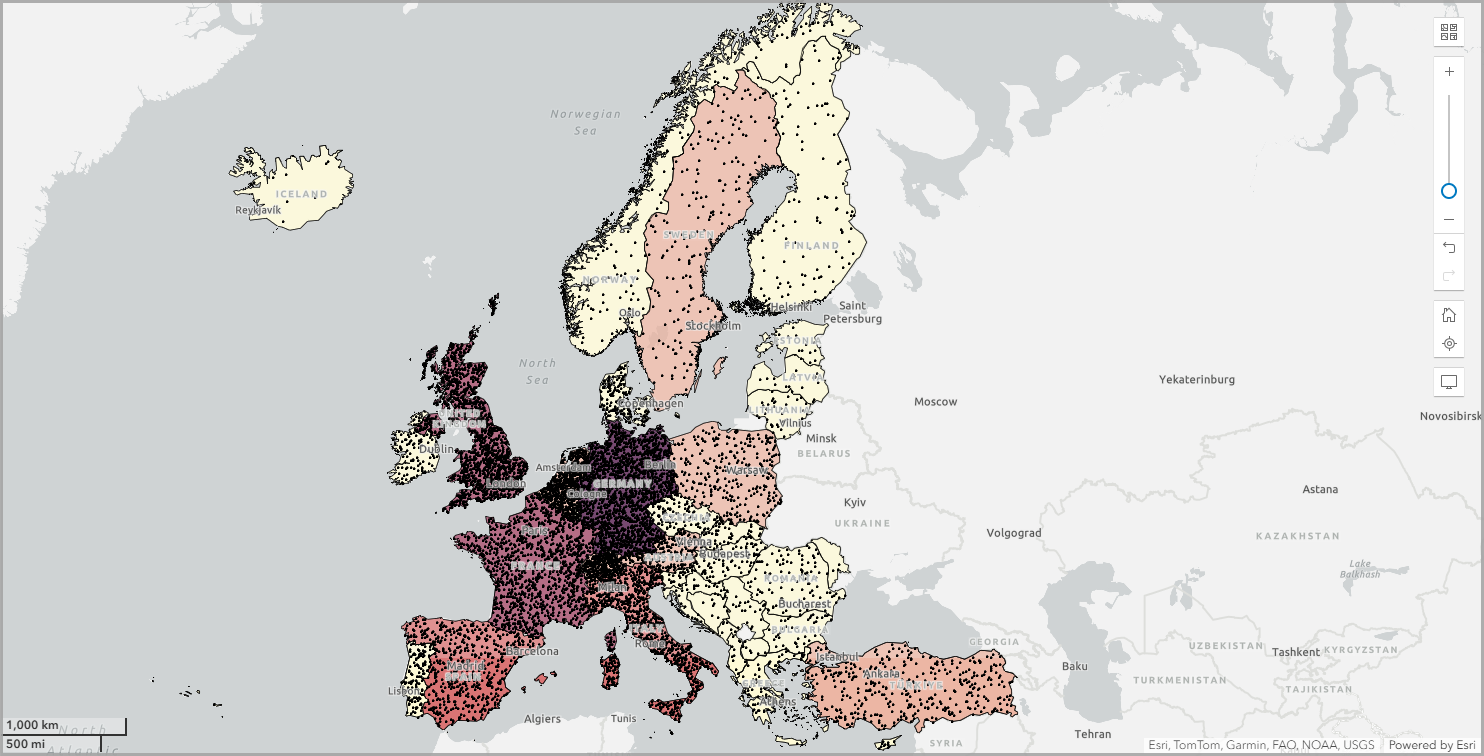 A color-coded map of purchasing power.