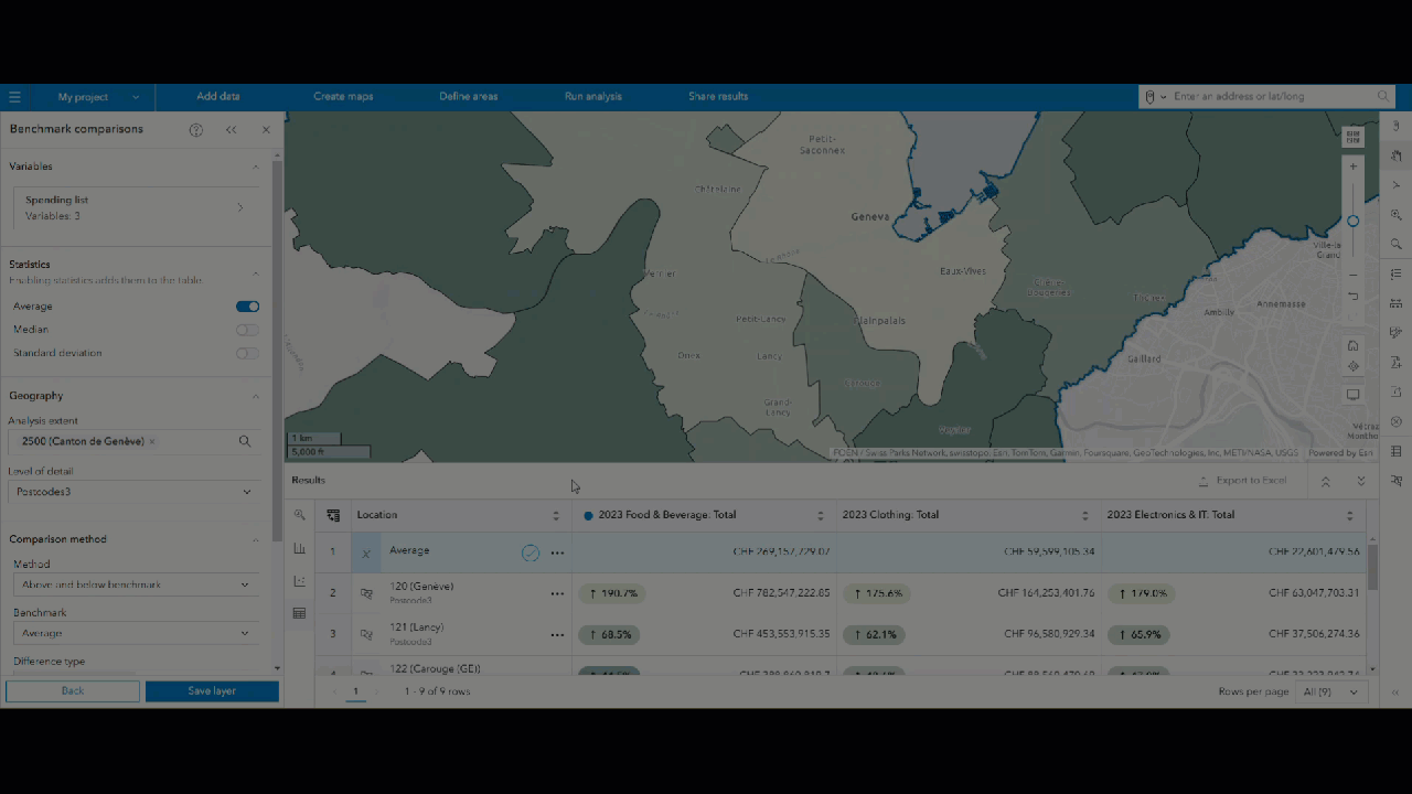 Explore the Results pane in Business Analyst Web App.