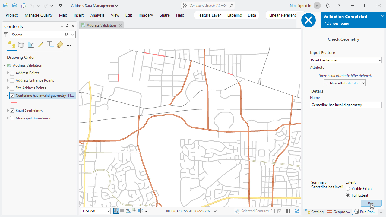 Run Data Check command in ArcGIS Pro 3.4