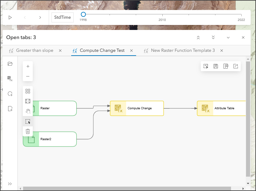 Multidimensional slider on top of Raster Function Editor.