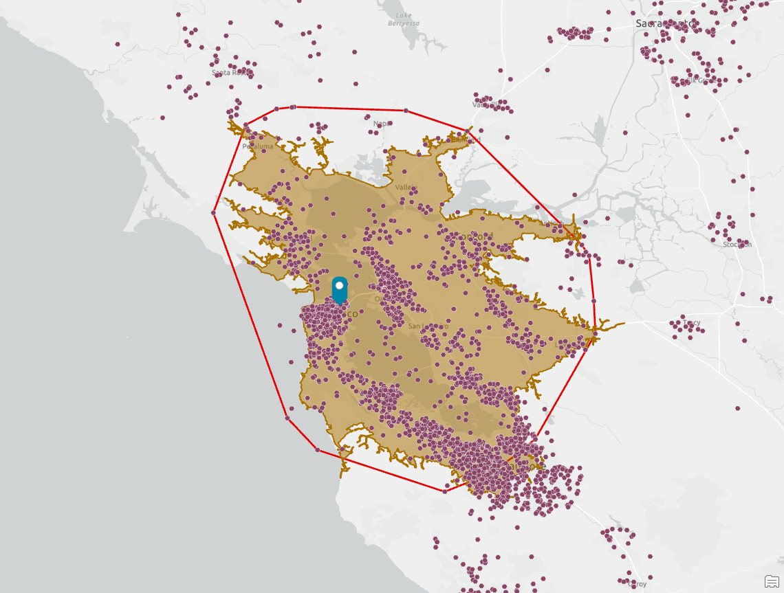 Threshold drive time trade area