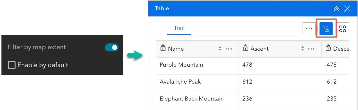 Filter by map extent tool