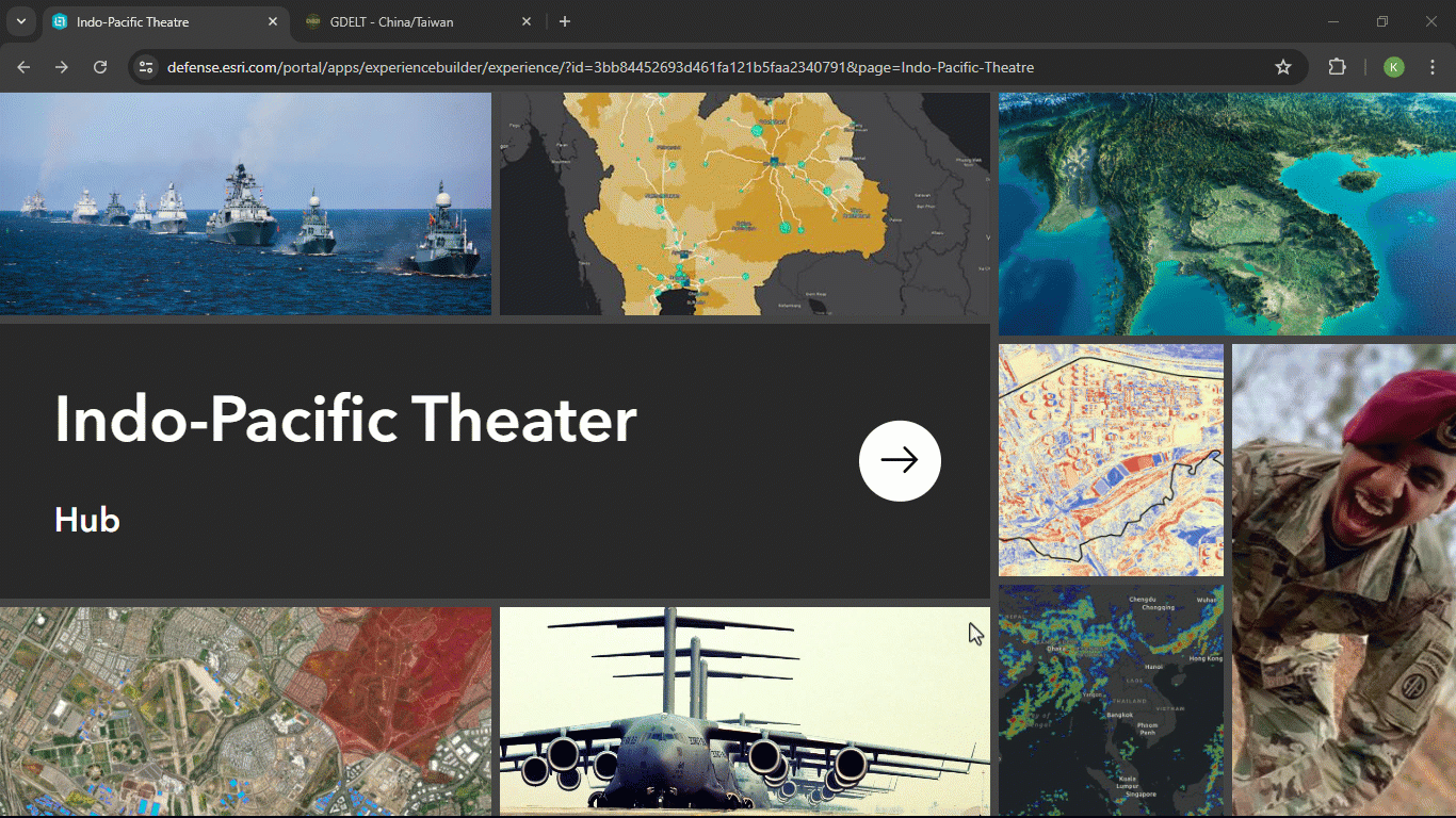 GIF navigating the an Indo-Pacific Theatre Hub to explore a map