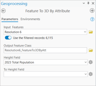 Parameters for 3D features