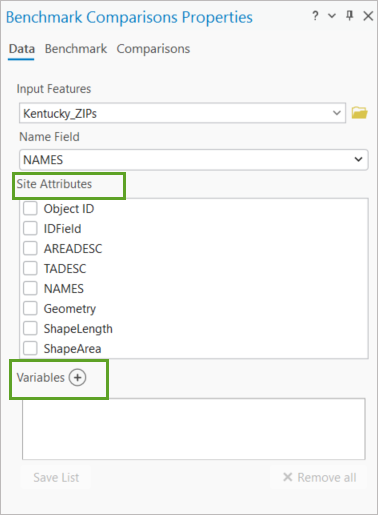 Options for adding comparison parameters in BA Pro