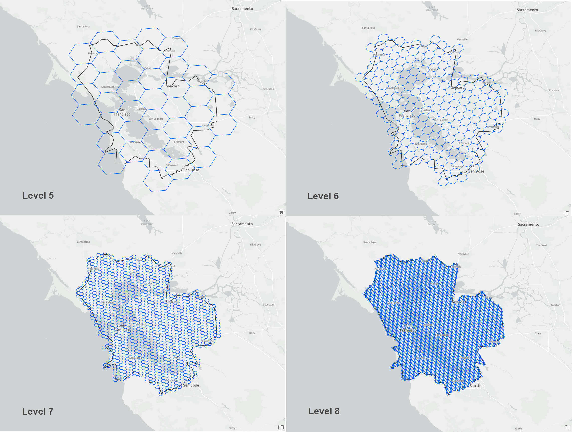 Levels of hexagons in CDTA