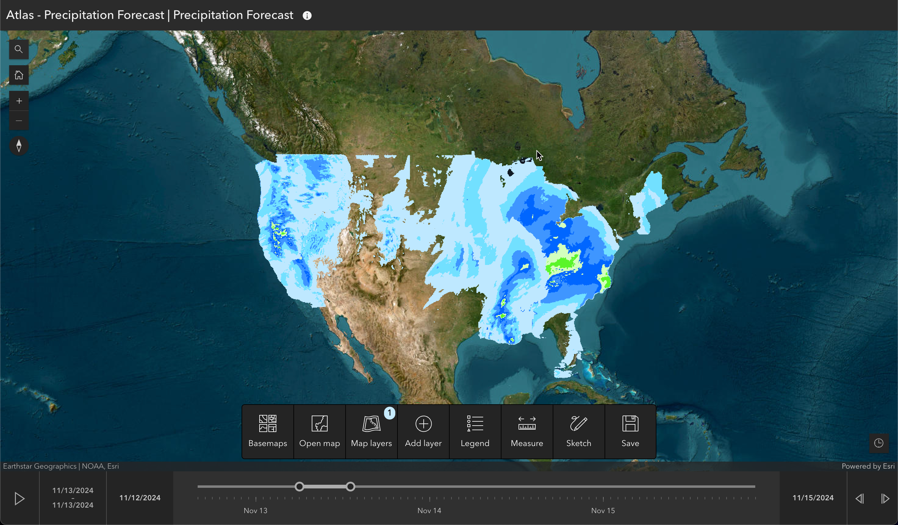 Image of Atlas Instant Apps template showing time slider for time-aware data