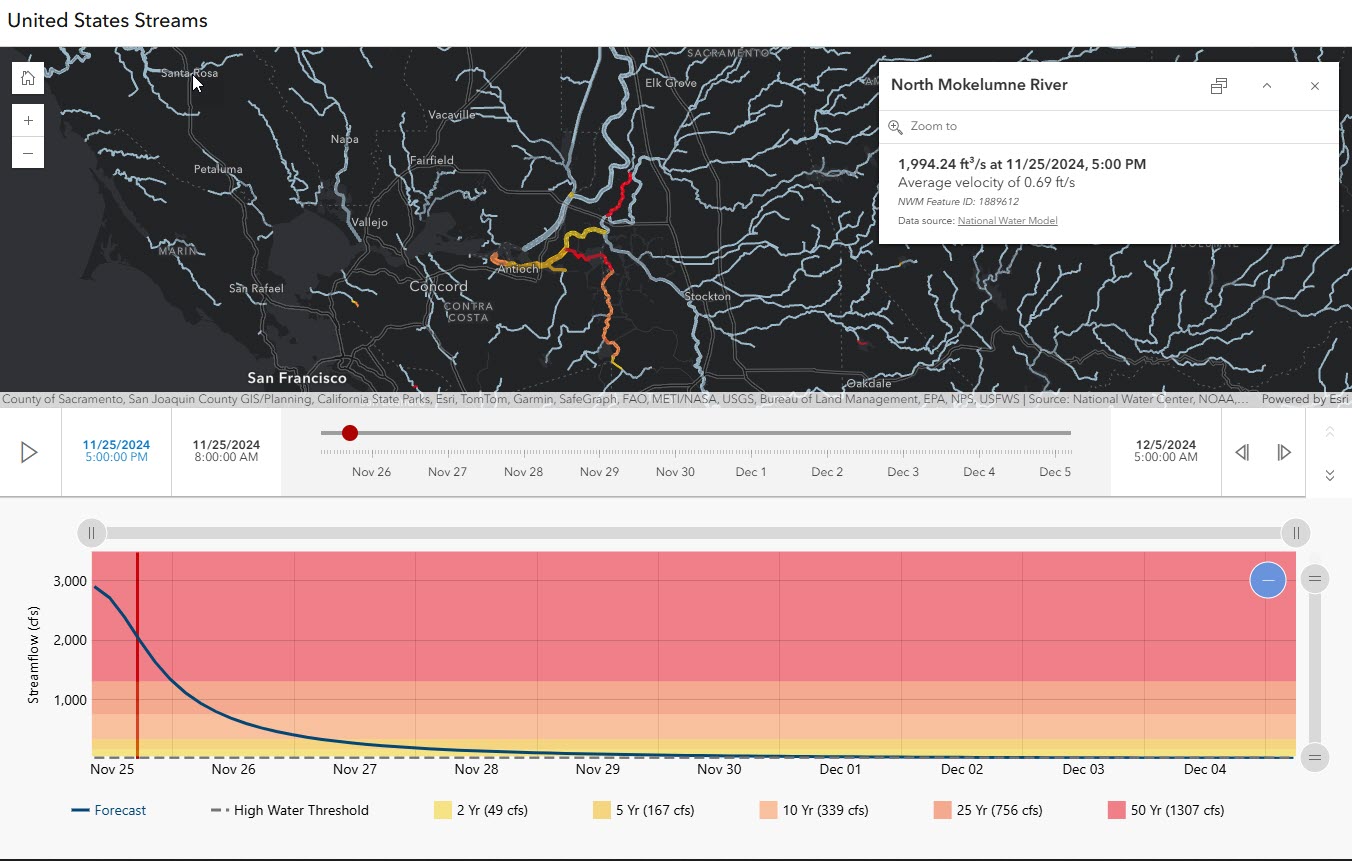 Streamflow Viewer app with chart and time slider