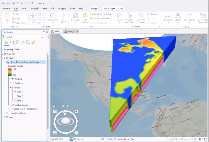 Interactive display density is possible with the output voxel layer in ArcGIS Pro 3.4