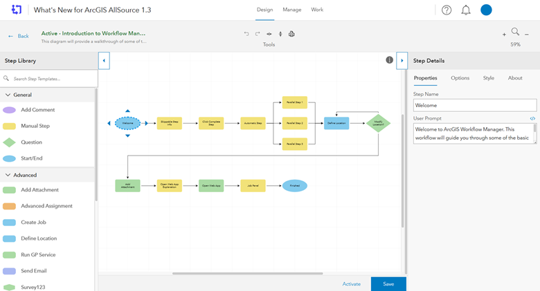 The Workflow Manager web application on the Design tab.