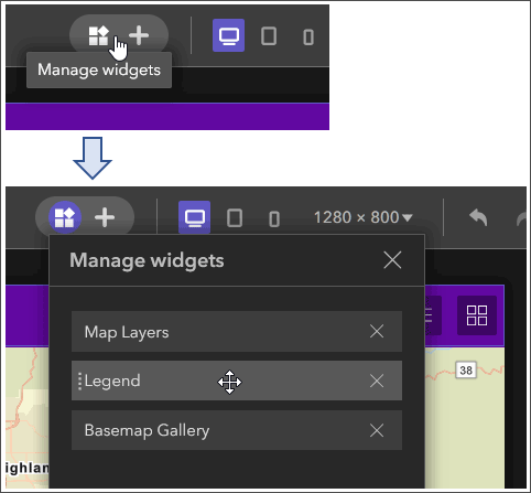 Manage widgets