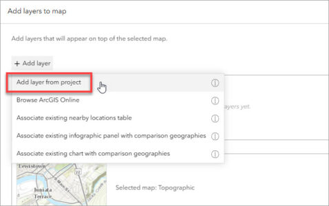 Image showing selection of new map layer